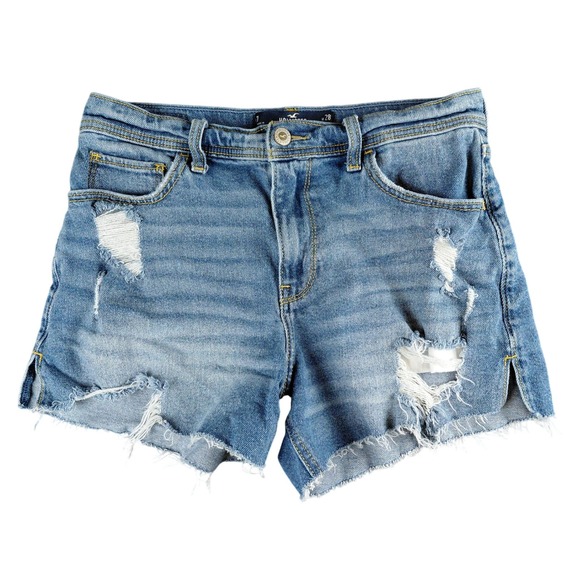 Hollister Pants - Hollister High Rise Vintage Short 7 w28 Light Wash Distressed Sunflower Denim 4"